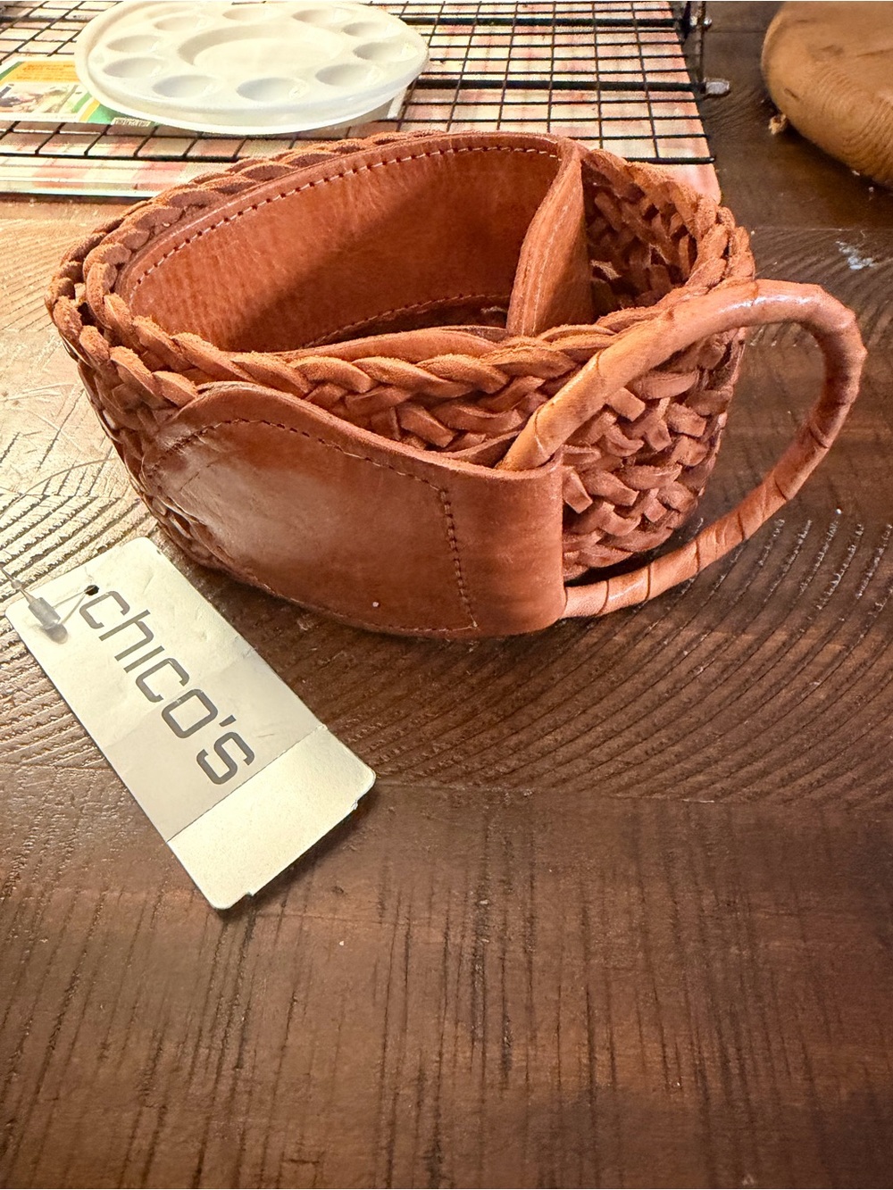 Chico's Braided Leather Belt in Cognac Brown - Picture 1 of 3